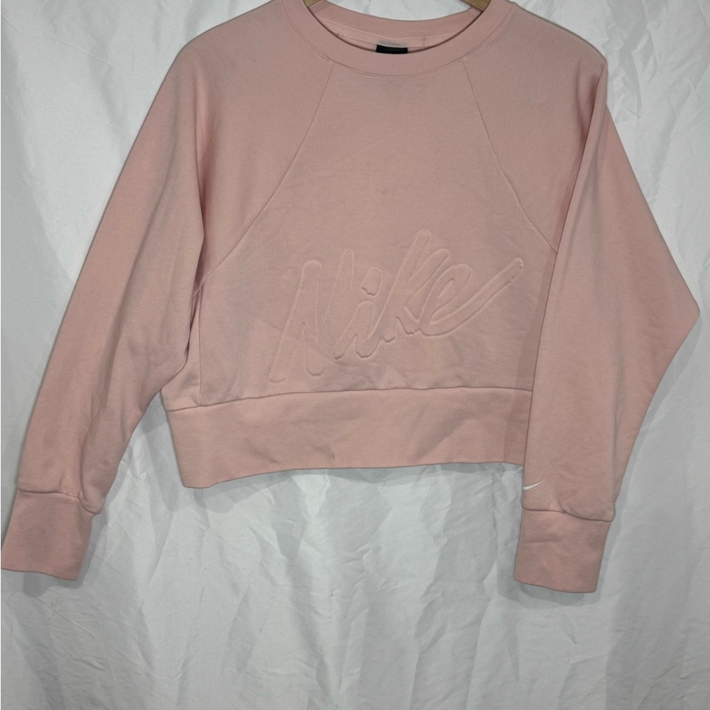 Nike Women's Blush Pink Cropped Sweatshirt | Dri-FIT Get Fit Lux Crew